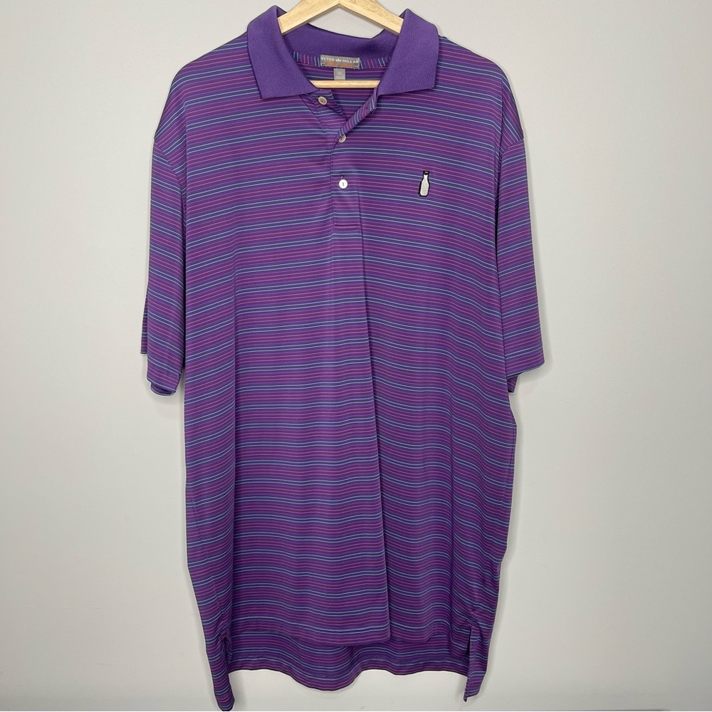 Men’s‎ Peter Millar XL purple stripped polo golf shirt